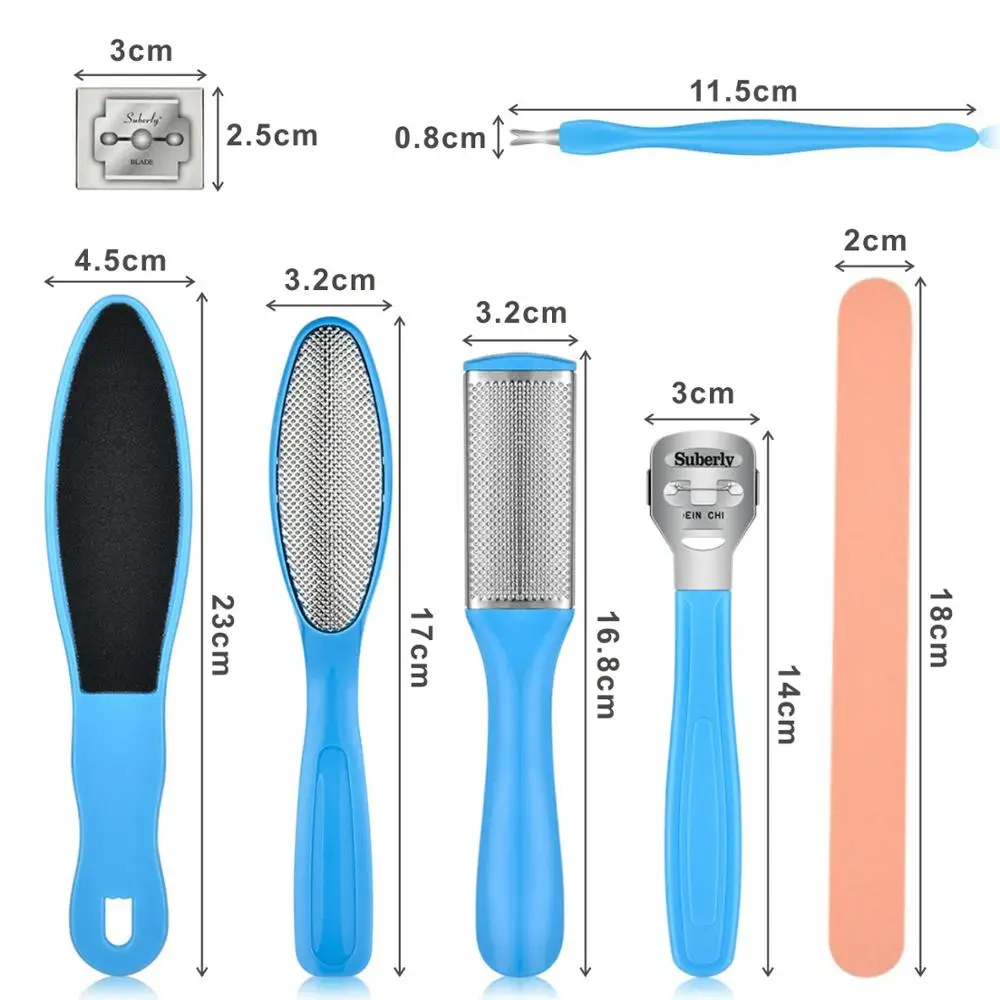 دليل باديكير القدم ملف مكشطة عدة ، قدم الكعوب تو بشرة ملف ، الجلد الميت الكالس مزيل ، 8 قطعة لكل مجموعة