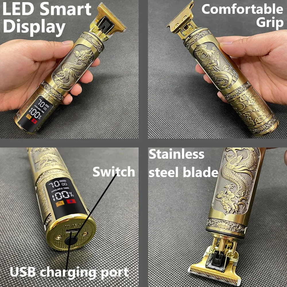 プロバリカン男性T9電気ヘアトリマー充電式カッター機0ミリメートルシェービング理容ヘアスタイリングツール