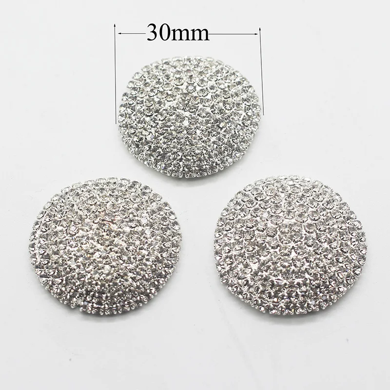 New fashion 30mm round shiny crystal full diamond button metal durable DIY sewing accessories decoration