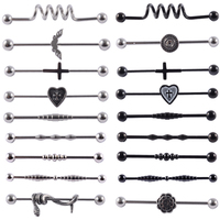 1Pcs Surgical Steel Snake Industrial Barbell Ring Cartilage Earring Helix Body Piercing Jewelry Oreja Ring 1 1/2 Inch 38mm