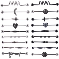 1Pcs Surgical Steel Snake Industrial Barbell Ring Cartilage Earring Helix Body Piercing Jewelry Oreja Ring 1 1/2 Inch 38mm