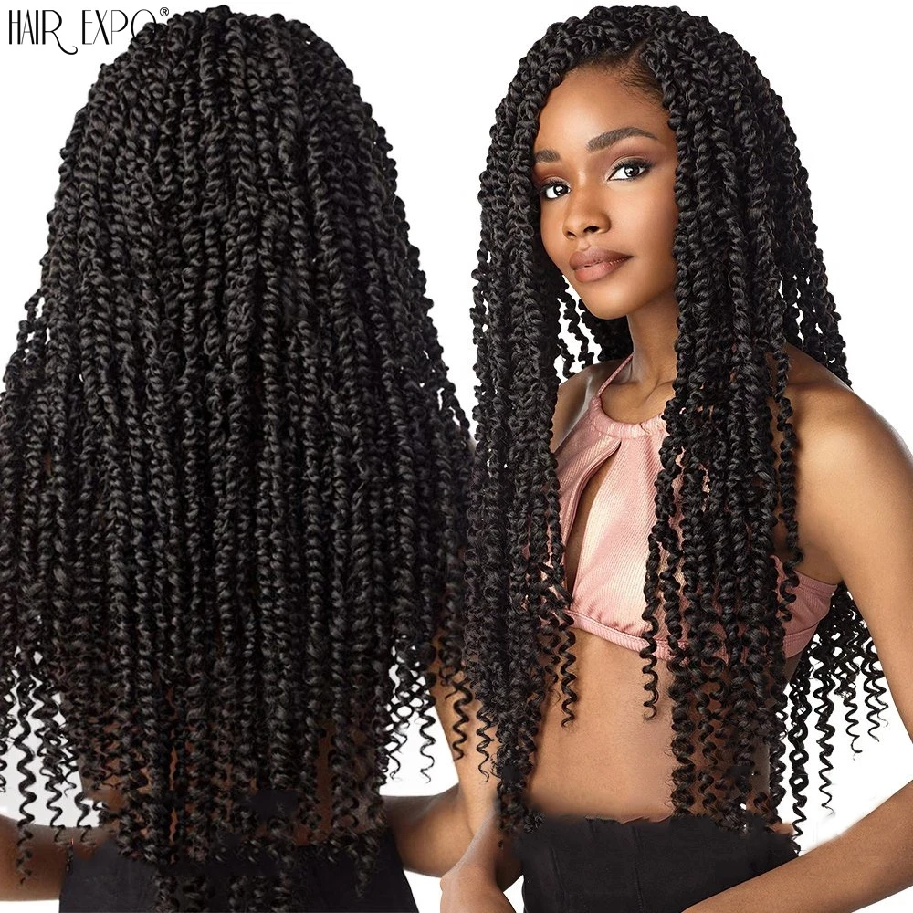 22inch Passion Twist Crochet Hair Synthetic Crochet Braids Hair Extensions Pre-Looped Water Wave For Black Women Hair Expo City