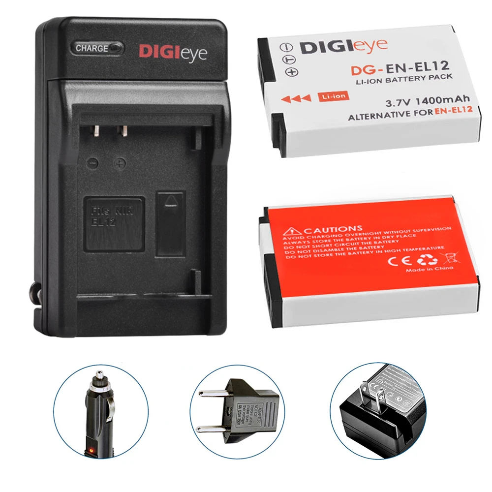 EN-EL12 ENEL12 Battery + Charger Kits for Nikon Coolpix A1000 B600 W300 A900 AW100 AW110 S6300 S8100 S8200 S9300 S9400 P310
