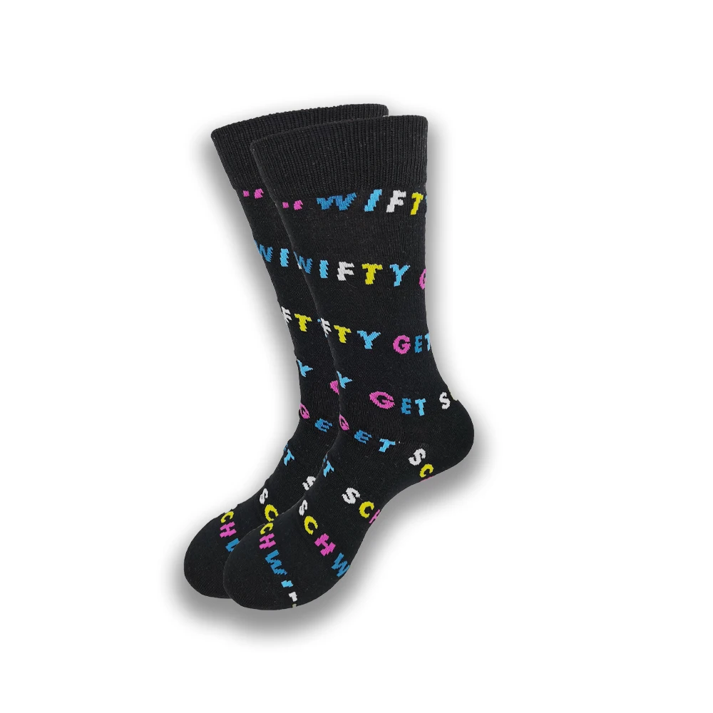 A Pair of Autumn and Winter Cartoon Animal Men and Women\'s Socks Yellow Blue Red Orange Green Grey Tube Senior Sewing Crew