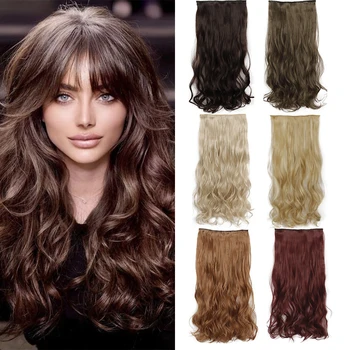 Lisi Meisje Synthetisch Haar Extensions 22 32Inch Zwart Bruin Blond Lang Golvend Valse Haar Natuurlijke Hittebestendige Voor Vrouwen
