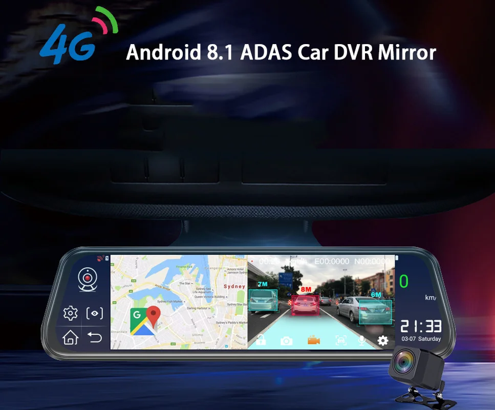 10 Inch Android 8.1 Full Screen 4G Smart Dual 1080P Streaming Media Rearview Mirror ADAS Dash Cam Camera Driving Recorder