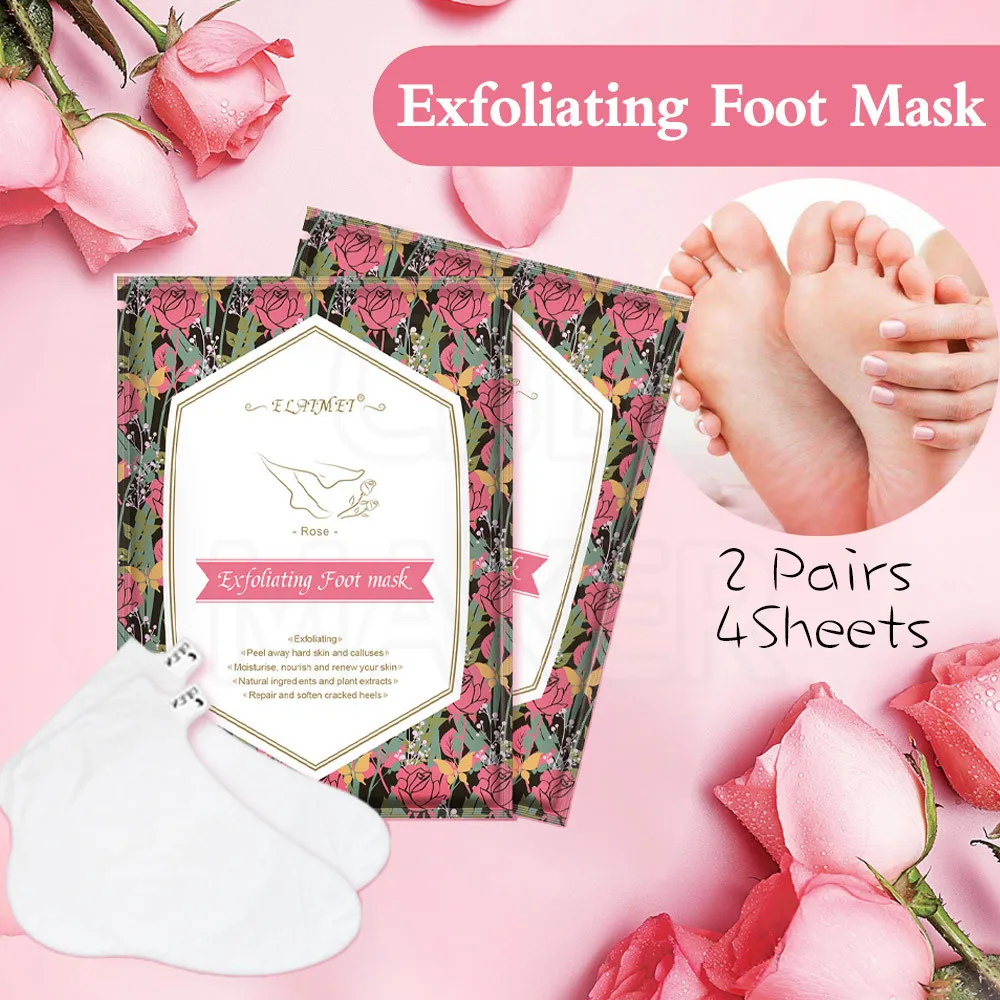 

Pure Natural plant extraction Exfoliating Foot mask 2packs 4sheets peel away calluses care foot makes skin soft & Moisturizing