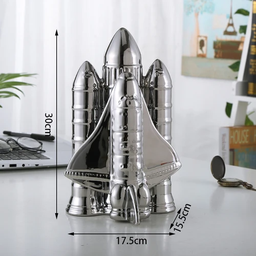 Creative Golden Rocket Ornaments Aviation Spaceship Modern Model