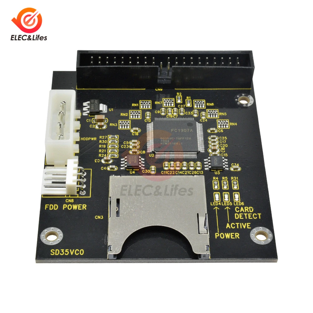 5V SD Card module To IDE3.5 40 Pin Disk Drive Adapter Board Riser Card Capacity Supports Up To 128GB SDXD Card 1309 Chip ATA IDE