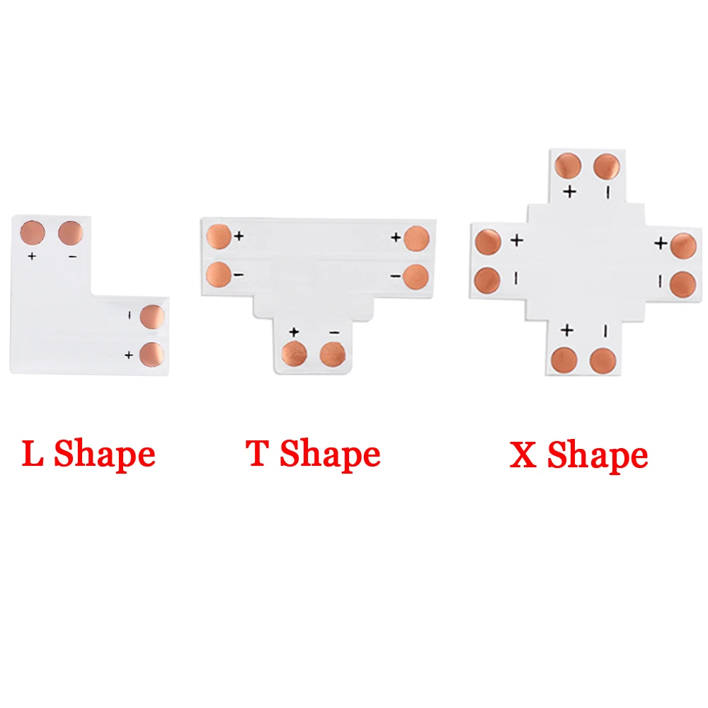 LED Connector 2pin 5V 12V 24V Solderless Clips For 8mm 10mm PCB Single Color 5050 2835 LED Tape Light Strip to Wire Connectors
