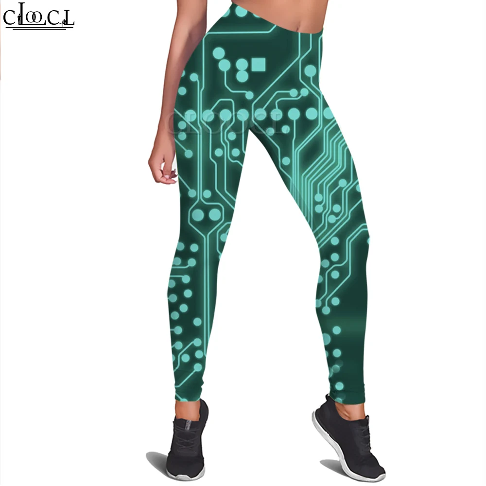 CLOOCL Damen-Leggings, Leiterplatte, 3D-gedruckt, hohe Taille, Elastizität, Legging, weiblich, für den Innenbereich, Push-Up-Trainingshose