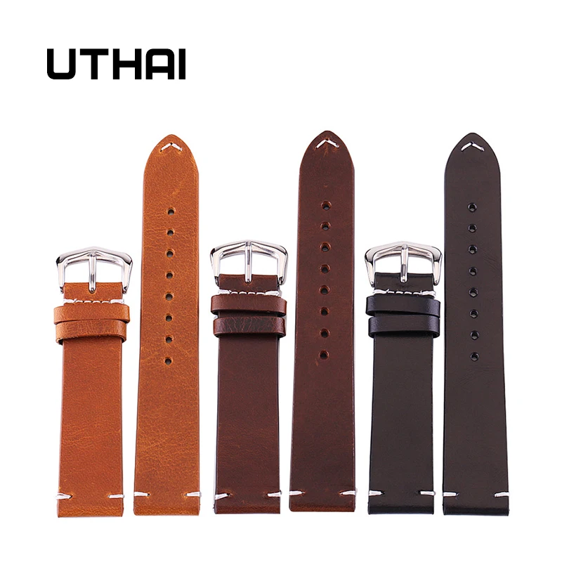 UTHAI Z13 watchband 18mm 20mm 22mm 24mm bracelet High-end oil wax Retro Calf Watch strap