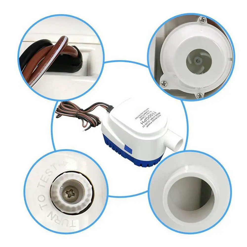 12V Bilge Pump 1100GPH Tự Động Thuyền Mềm Bơm Nước Với Công Tắc Phao Chìm Du Thuyền Thuyền Động Cơ Thủy Phi Cơ Houseboat Bơm