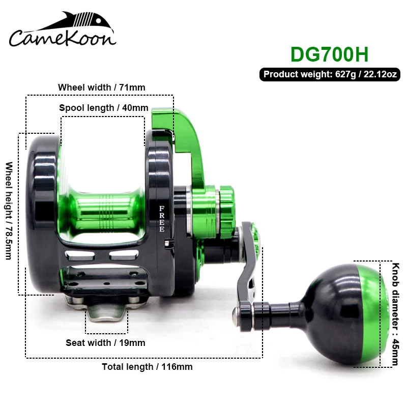 CAMEKOON Slow Jigging Reel Large Line Capacity  9+2BBs Saltwater Fishing Boat Fishing