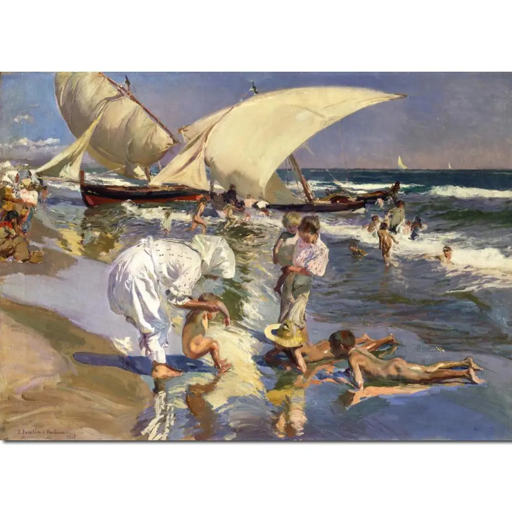 

Canvas Wall Art Beach Painting Valencia In The Morning Joaquin Sorolla y Bastida Hand Painted Seascape Impressionist Artwork