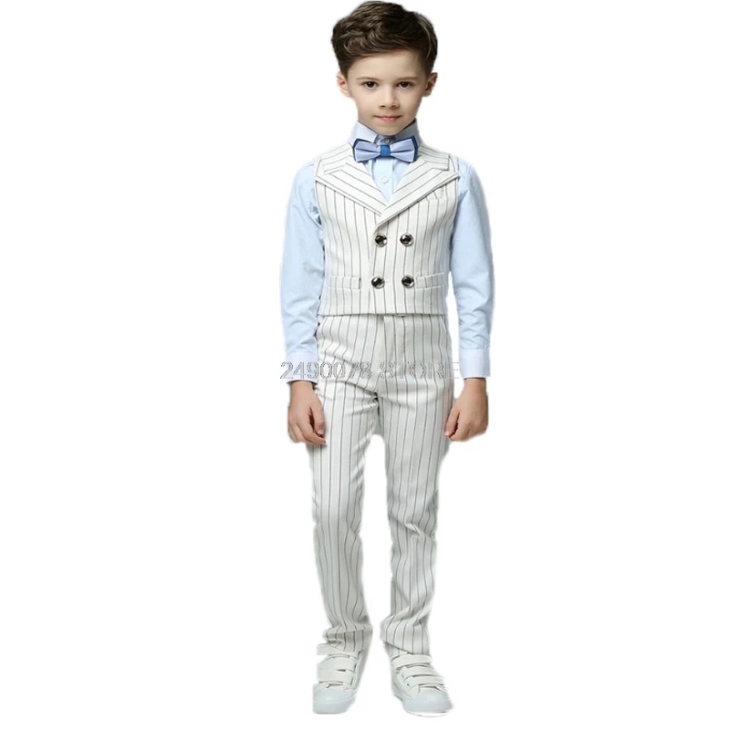 

Brand Flower Boys Formal Wedding Suit student campus Dress Gentleman Kids Waistcoat Shirt Pant Bowtie 4Pcs ceremony Costume