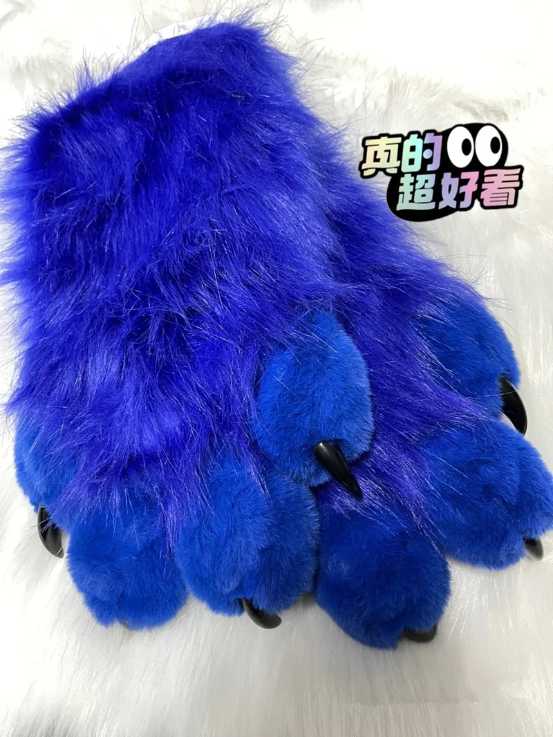 

1Pair Custom Handmade Beast Fursuit Cosplay Beast Claw Hand Foot Nails Covers Soft Anime Plush Cosplay Costume Accessories