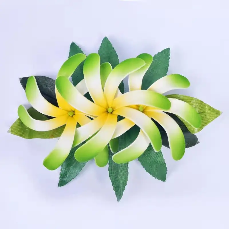 MIXED COLOR Free Shipping 50pcs/Lot HC00045 9Color Foam Tiare Hair Clip W Silk Leaves Women Accessories Hawaii Tropical Flower