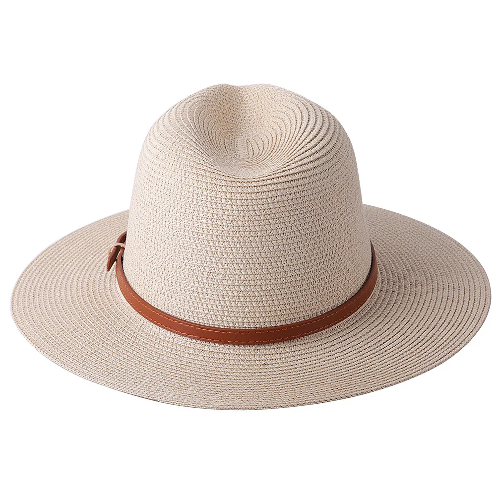 56-58-59-60CM Neue Natürliche Panama Weichen Geformten Stroh Hut Sommer Frauen/Männer Breite Krempe strand Sonne Kappe UV Schutz Fedora Hut – Detail 13