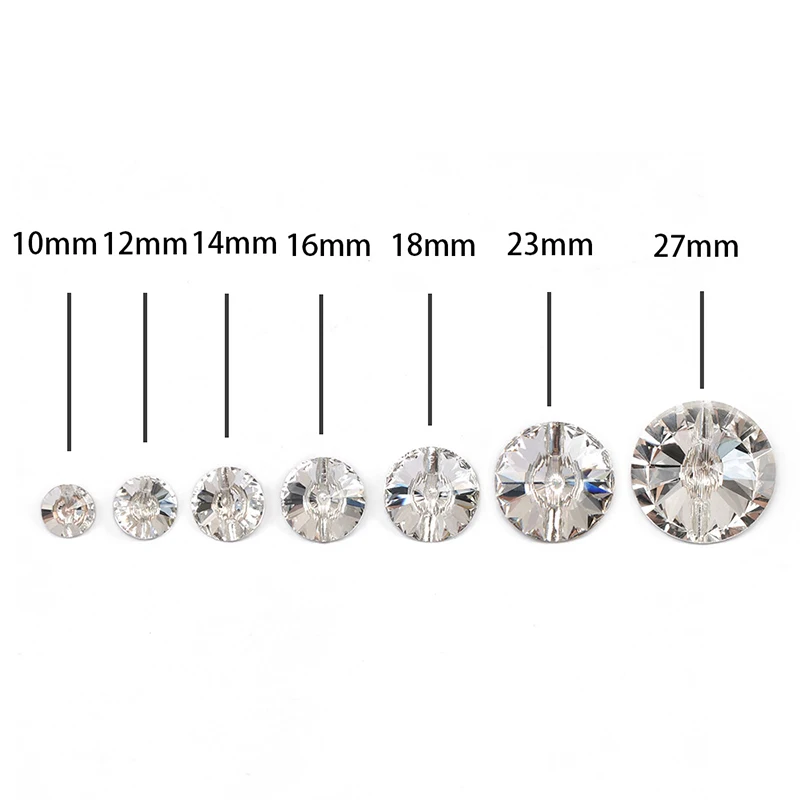 YANRUO 3015 All Sizes Crystal Clear Rivoli DIY Glass Sew Buttons Decorative For Needlework Craft Sewing Accessories