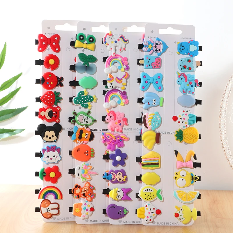 Cute Cartoon Hair Clip Set para meninas, bandas de cabelo, arco, flor, fruta Headwear, grampos de cabelo, cocar, acessórios, 10pcs