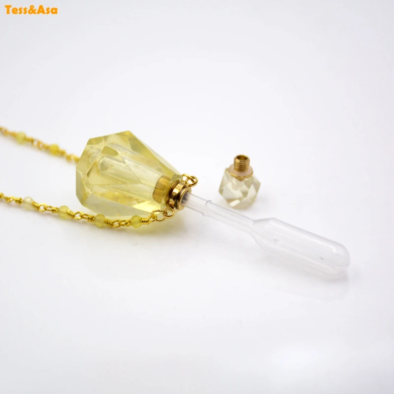 Natural Multi-Kind Stone diffuser with White crystal Quartz Amazonite Amethysts Bead Chains gems Perfume Bottle pendant Necklace