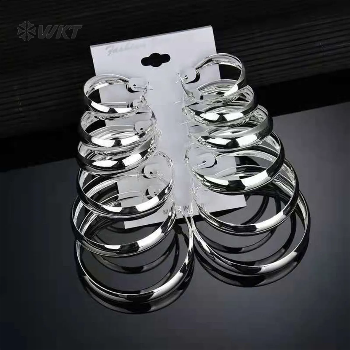 WT-SSE016 Procurement Temperament New Stainless Steel The Big Circle Earrings Hyperbole Wide Women Daily Jewelry