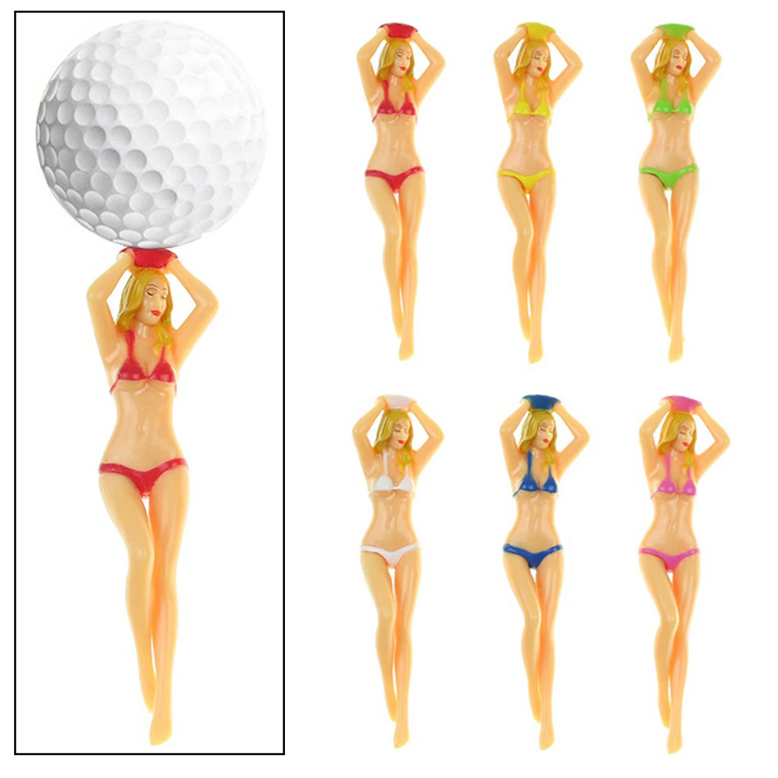 6Pcs Sexy Bikini Hot Woman 3 inch Golf Tees Lady Body Golf Club Tees Professional Golf Training Supplies, Gift for Golf Lover