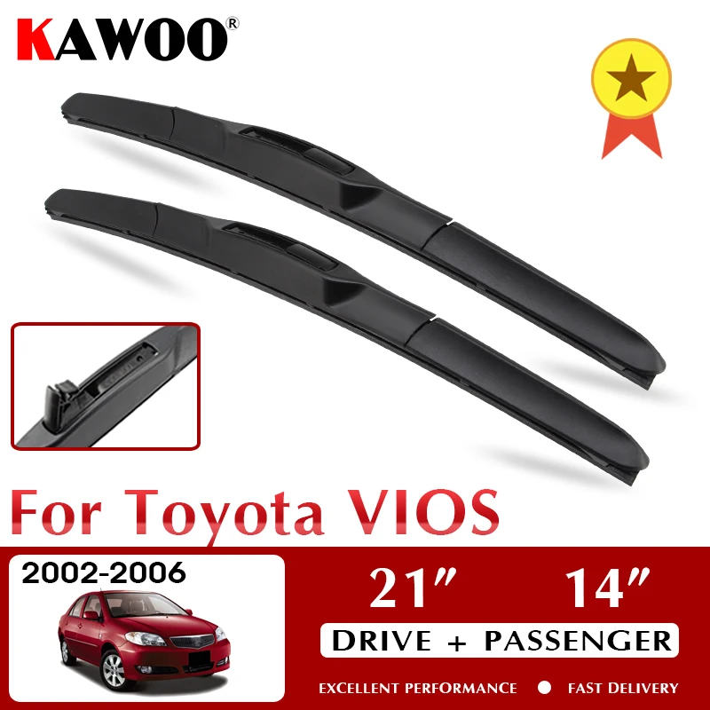 

KAWOO Wiper Front Car Wiper Blades 21"+14" For Toyota VIOS 2002-2006 Windshield Windscreen Front Window Accessories LHD RHD