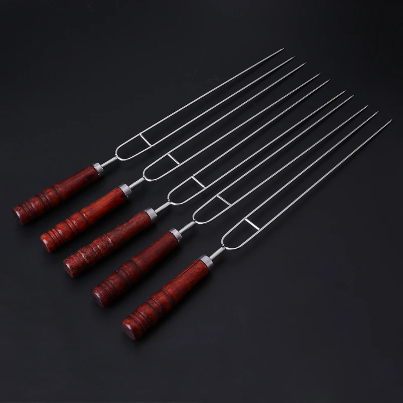 D2 5pcs Roasting Forks With Bag Camping Hot Dog Skewers BBQ Forks portable Barbecue outdoor Tool dls barbecue grill accessories