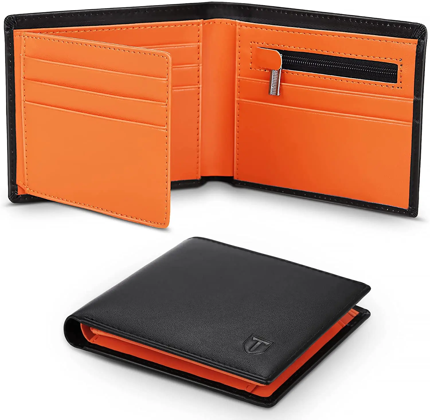 Genuine Leather Wallet Men Slim RFID Purse Card Holder Coin Pocket ID Window Minimalist Wallets