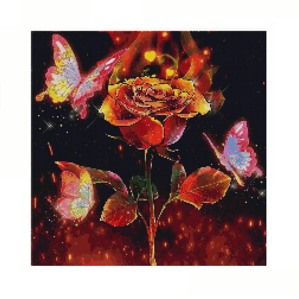 DIYDiamond Painting  Diamond Painting Embroidery Flowers Of Roses & Butterflies Mosaic Embroidery  Scenery Home Decor Needlework