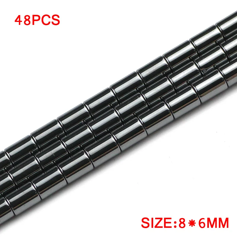 JHNBY 1~8mm Cylinder Black Hematite Natural Stone Loose Beads For Jewelry Making 15.5\'\' Spacer BeadS Diy Charm Bracelet Necklace