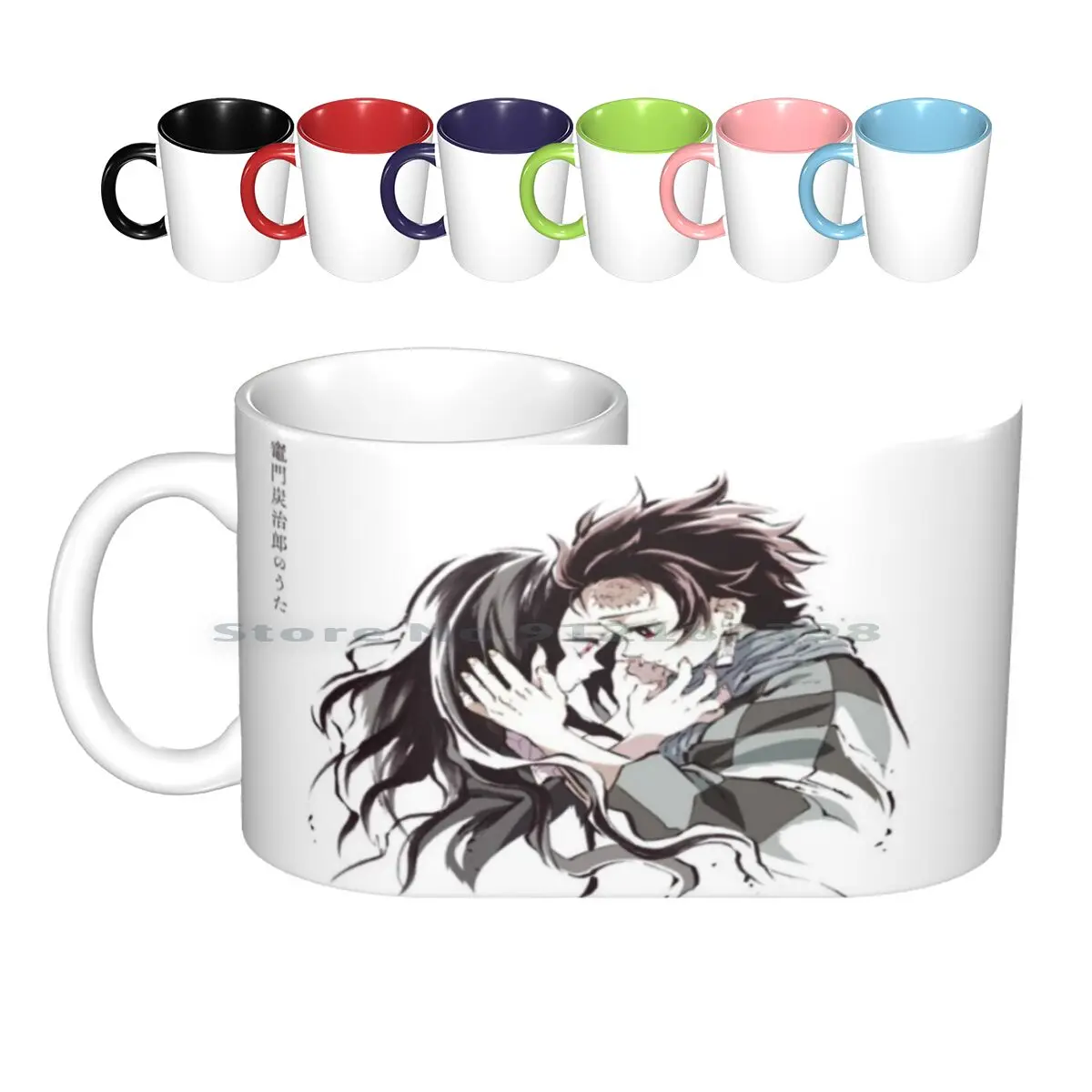 Demon-Tanjiro & Nezuko Ceramic Mugs Coffee Cups Milk Tea Mug Demon Tanjiro Nezuko Kimetsu No Yaiba Inosuke Brother Sister Anime