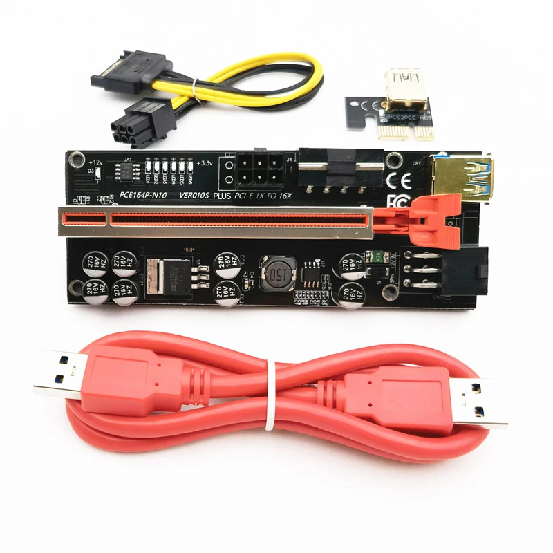 1-10個ライザー010 pcieライザーVER010S gpuライザーpci express X16エクステンダーusb 3.0ケーブルビデオカードpci-eライザーカードマイニングのための