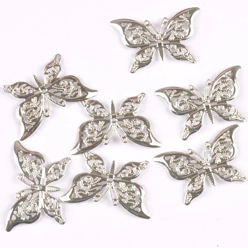 Metal Crafts Mixed Butterfly Connectors Filigree Flower Wraps For DIY Scrapbook Home Decor Embellishments 10Pcs 43x26mm yk0772