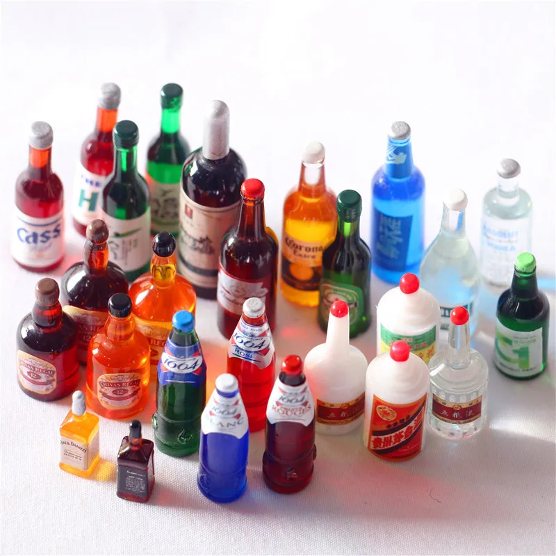 30PCS Mini 1:12Scale Cute Dollhouse Miniature Bottle Drink Pretend Play Food For Barbies Kitchen Accessori Simulation Toy Gift