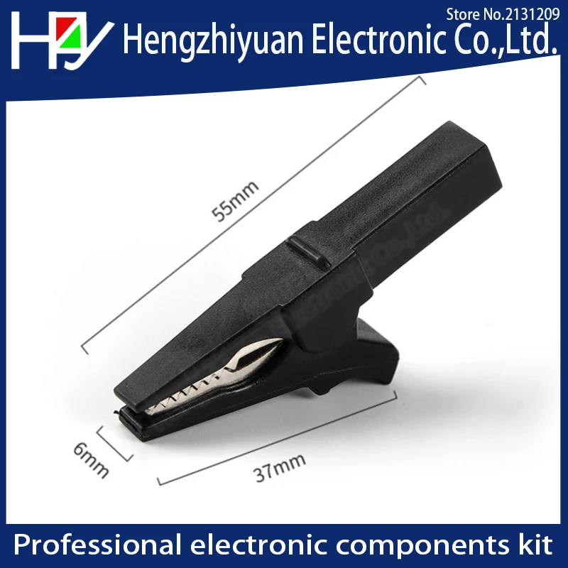 Hzy Sale 2PCS Black Rad Battery Test Clip 55MM HV Alligator Clip For Banana Plug 4mm Multimeter Pen Cable Probes Crocodile