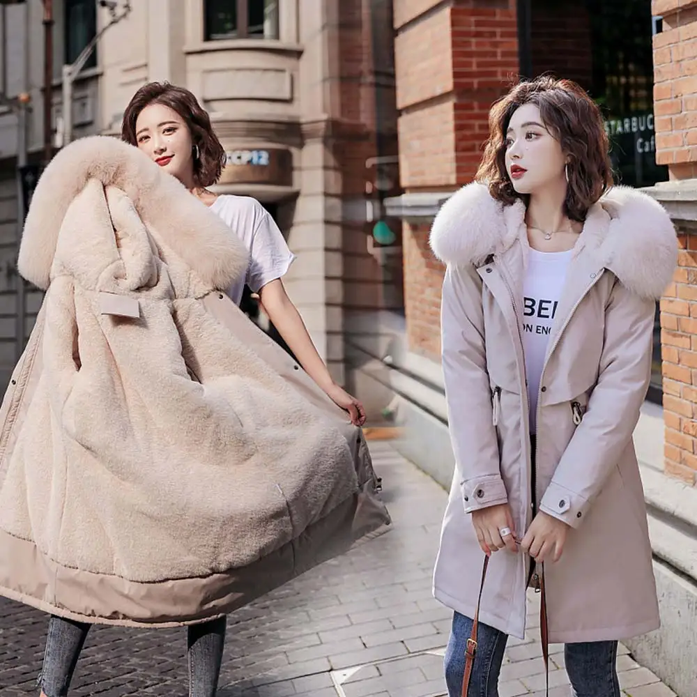 Vielleicht -30 Độ Tuyết Khi Đeo Lâu Parkas Áo Khoác Mùa Đông Nữ Lông Có Mũ Quần Áo Nữ Lót Lông Dày Áo Khoác Mùa Đông phụ nữ