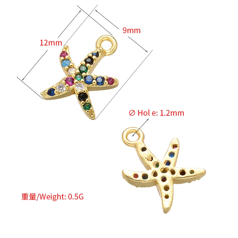 ZHUKOU crystal brass snowflake pendant starfish pendant for women  DIY necklace earrings jewelry accessories model: VD535