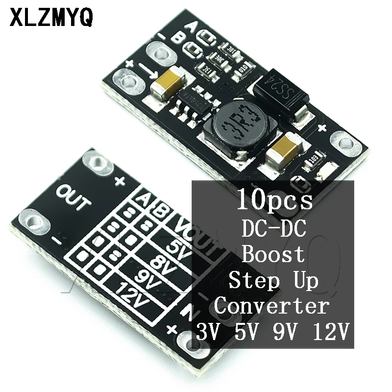 10pcs Mini DC-DC Boost Step Up Converter 3V 3.2V 3.3V 3.7V 5V 9V to 12V Voltage Regulator PCB Board Module Boost Board DIY Kit