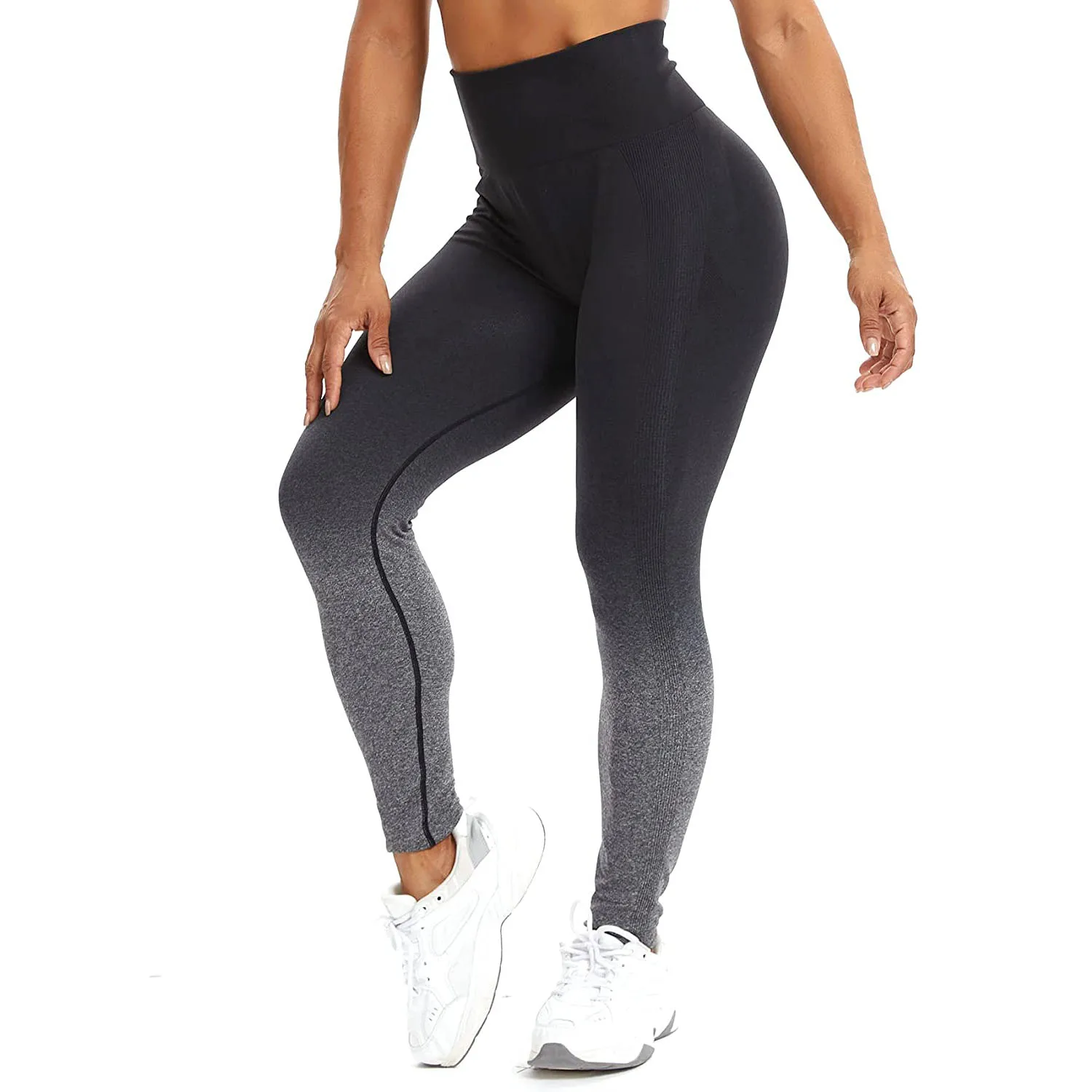 CROSS1946-Control Calças de Yoga de Cintura Alta para Mulheres, Sem Costura, Sorriso Contorno, Leggings Workout Gym, Controle De Barriga, Calças