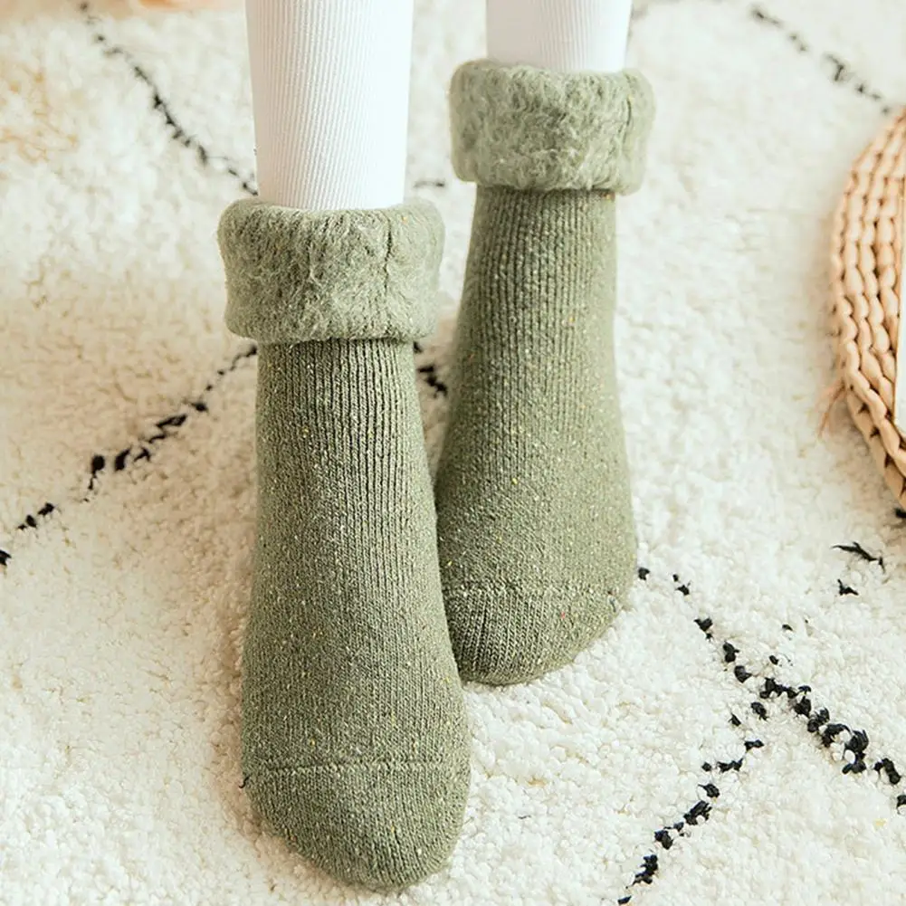 

Washable 1 Pair Convenient Comfortable Wearing Winter Socks Wool Blend Winter Socks More Thicken for Travel