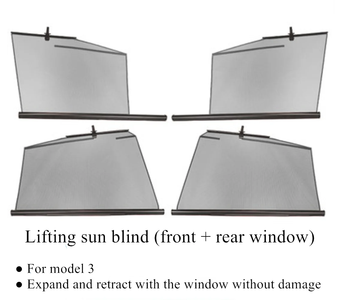 Applicable to Tesla Model 3 side window sunshade automatic telescopic heat insulation sunscreen mesh