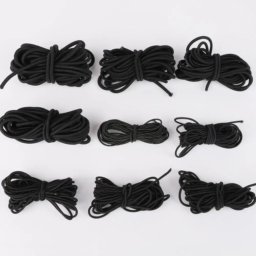 2M/lot 1-5mm Black Round Elastic Band Beading Elastic Rope Rubber Band Stretch Thread Cord Line For DIY Sewing Craft Accessories