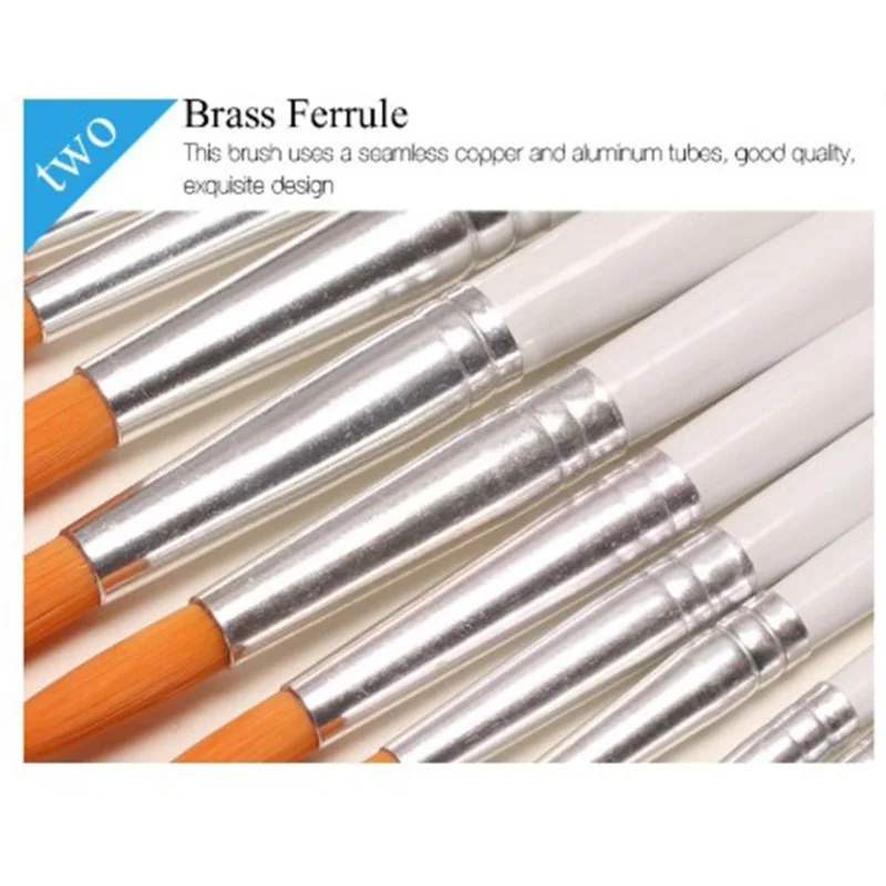 아티스트 브러시 고품질 나일론 머리 나무 손잡이 수채화 아크릴 오일 브러시, 페인팅 아트 드로잉 도구 용품, 12 개/세트