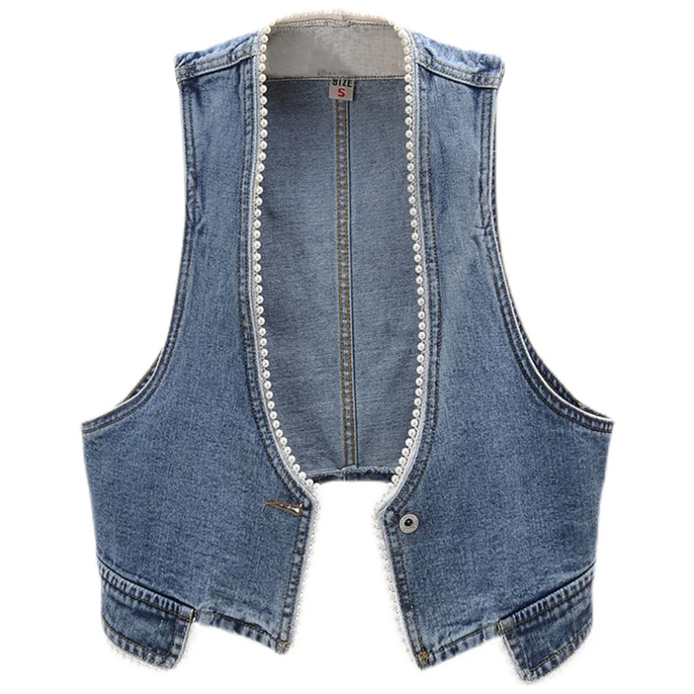 

Fashion Denim Jacket Plus Size Sleeveless Slim Waistcoat Vest Spring And Autumn T-shirt Outside Clothes Gift