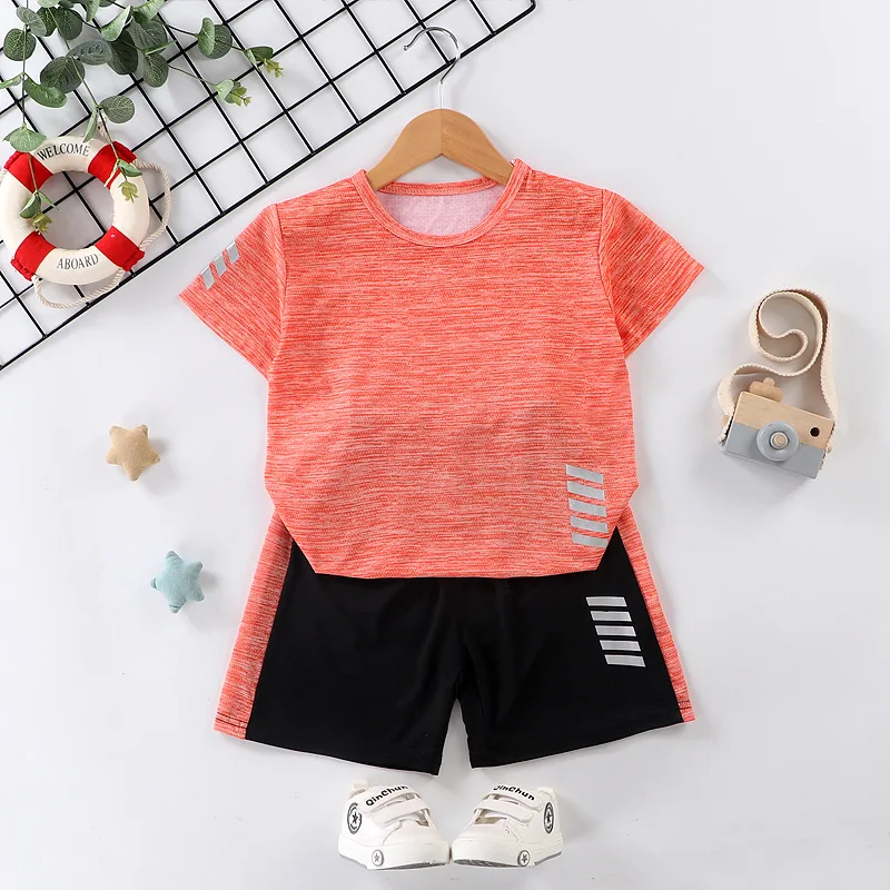 Costume décontracté sportif à manches courtes pour enfants, garçons et filles, nouveau t-shirt, objectifs, été, costume 2 pièces