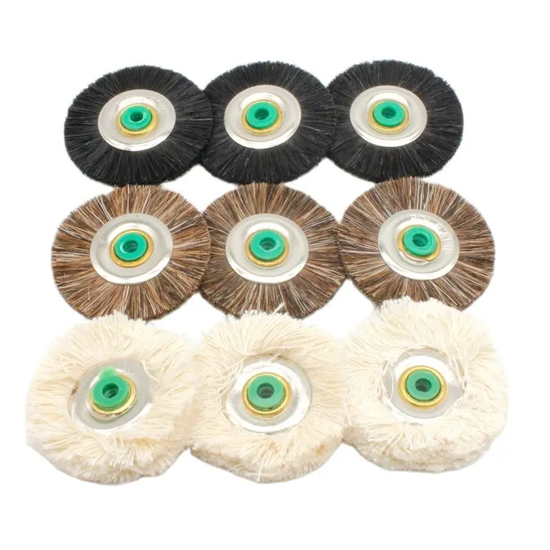 10pcs 48mm Iron Hub Jewelry Polishing Brush Pig Hair Horse Hair Cotton Buffing Wheel  Handmade Jeweler Tools Diy Craft