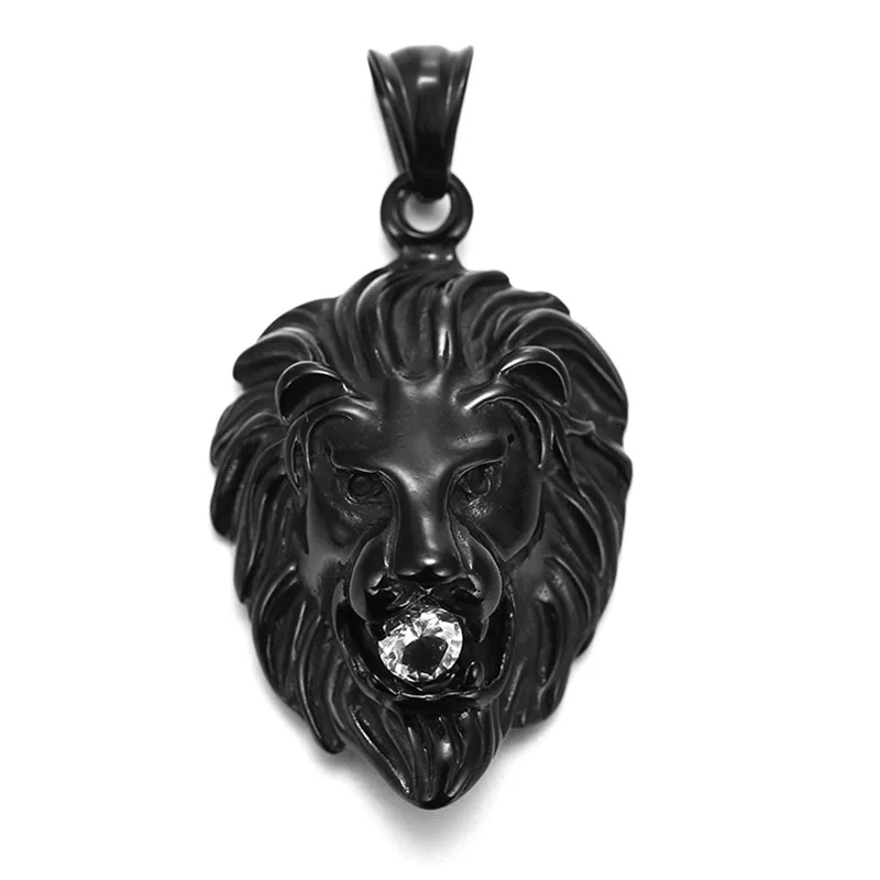 

Punk Hip Hop Men Jewelry 316L Stainless Steel Lion Head Pendant Necklace Jewelry Gift with free Box Chain